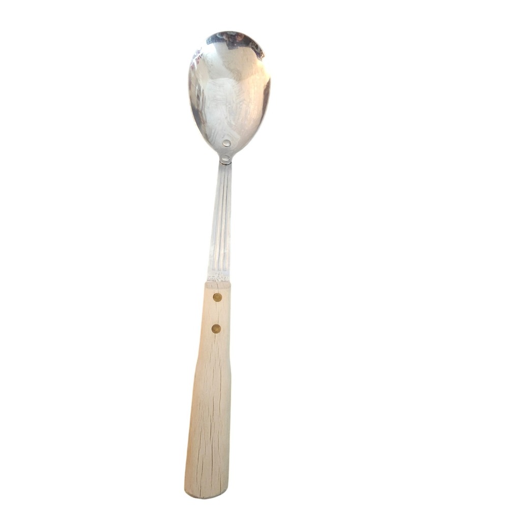 Imperial‎ Veri-Sharp Stainless Steel Serving Spoon Wood Handle USA Vintage